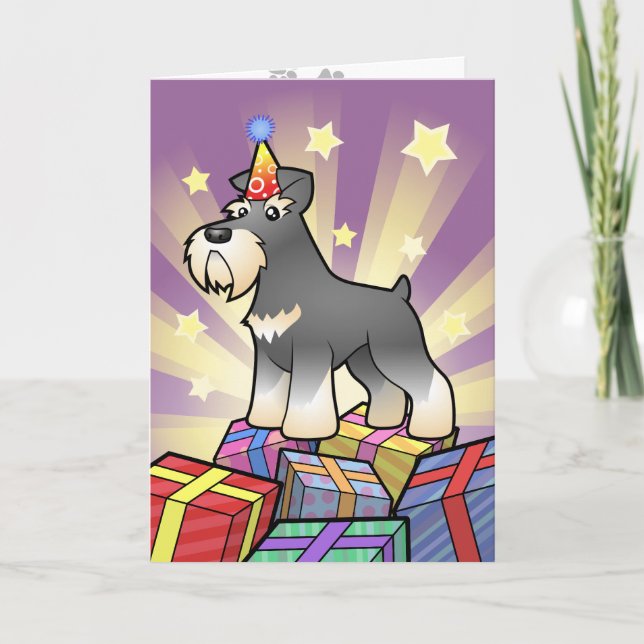 Cartão Birthday Giant/Standard/Miniature Schnauzer (Frente)