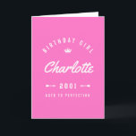 Cartão Birthday Girl Aged To Perfection Pink<br><div class="desc">Enter the birthday name. Retro style. For girls of any age. Great idea for a personalized birthday gift.</div>