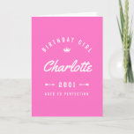 Cartão Birthday Girl Aged To Perfection Pink<br><div class="desc">Enter the birthday name. Retro style. For girls of any age. Great idea for a personalized birthday gift.</div>