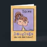 Cartão Birthday Girl for Daughter-Yellow Gingham<br><div class="desc">For a special girl on her birthday.  Cute little girl dressed in yellow gingham with her brown hair in a side ponytail.  Original design by Christie Black of Creations from the Heart.</div>