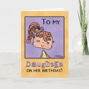 Cartão Birthday Girl for Daughter-Yellow Gingham