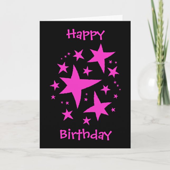 Cartão Birthday girl pink and black (Frente)