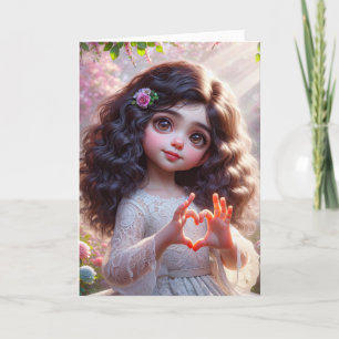 Cartão Birthday Girl with Heart Sign