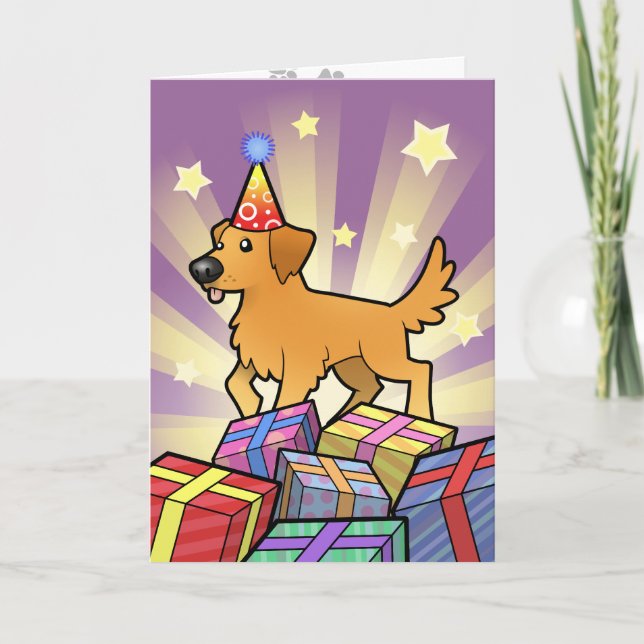 Cartão Birthday Golden Retriever (Frente)