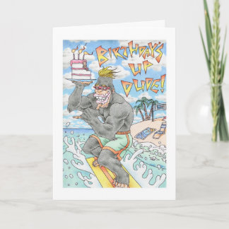 Cartão Birthday Gorilla Surfer