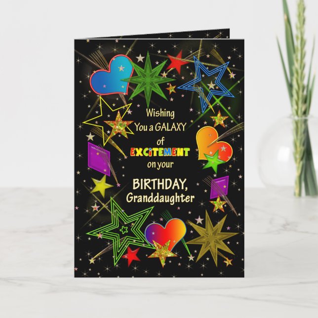 Cartão Birthday, GRANDDAUGHTER, Abstract Galaxy, Colorful (Frente)