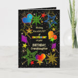 Cartão Birthday, GRANDDAUGHTER, Abstract Galaxy, Colorful<br><div class="desc">Fun and very bright Birthday greeting in colorful vivid colors.   Abstract galaxy and/or universe filled with stars,  shooting stars and even hearts.  See same image in other categories and products.</div>