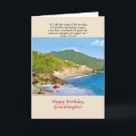 Cartão Birthday, Granddaughter, Beach, Hills, Birds<br><div class="desc">This beautiful isolated beach is a perfect place to sit and daydream and it makes a colorful birthday greeting card.   Feel free to change the inside verse to suit your needs.</div>