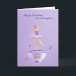 Cartão Birthday, Granddaughter, Music Box Ballerina<br><div class="desc">In shades of lavender and purple, a little ballerina dances on top of a music box decorated with a water lily. The feminine design makes a sweet birthday greeting card. The music box is based on a design from Scrap and Tubes at Digital Scrap Designs. Change the inside verse to...</div>