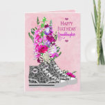 Cartão Birthday, Granddaughter,  Sneakers black/White<br><div class="desc">Feminine birthday greeting any teen girl would love.  See assortment of ages and also invitations for 13th and sweet sixteenth parties.</div>