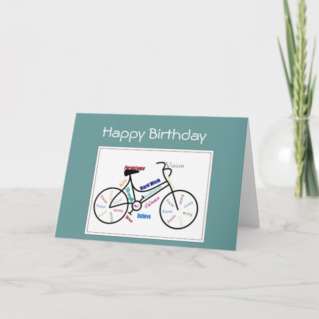 Cartão Birthday Greeting  Bike Cycle, Sport Motivational (Frente)