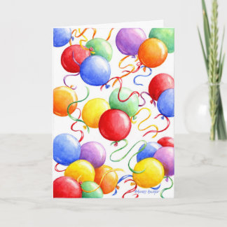 Cartão Birthday Greeting Card Colorful Balloons