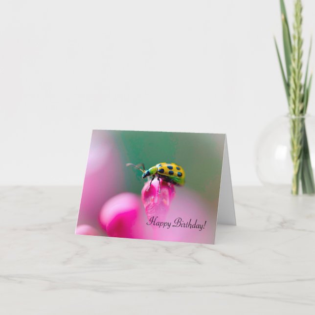 Cartão Birthday Greeting Card with Ladybug Design (Frente)