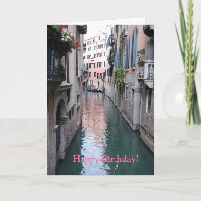 Cartão Birthday Greeting Card with Venice, Italy Design (Frente)