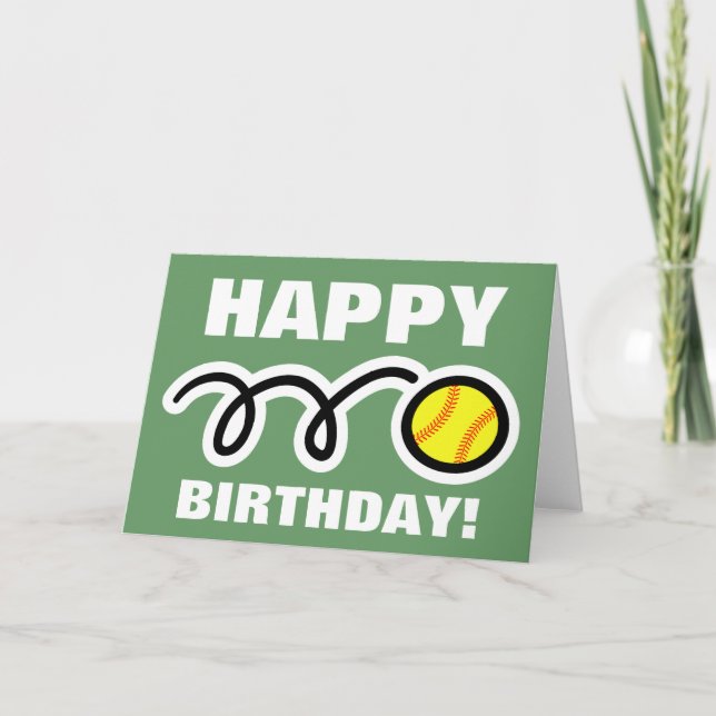 Cartão Birthday greeting card with yellow softball design (Frente)