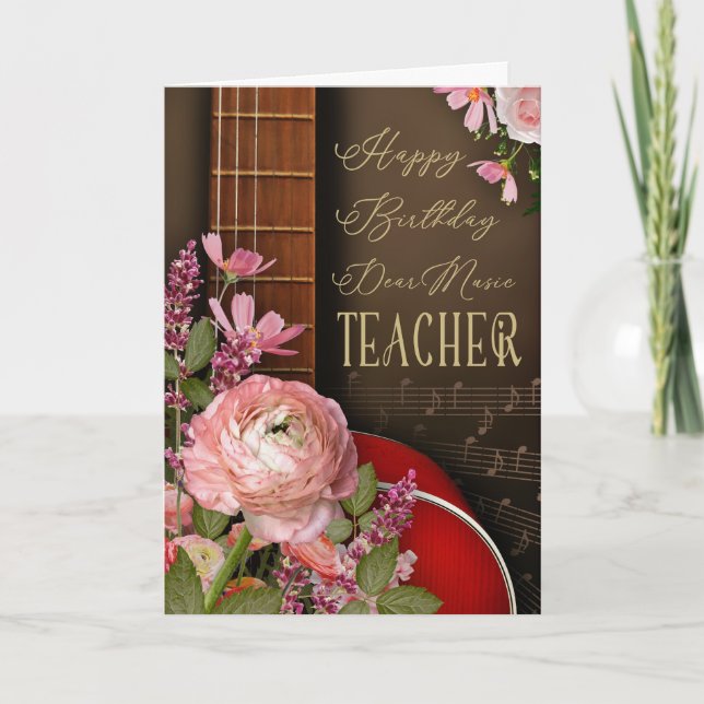 Cartão Birthday Guitar Instructor Greeting (Frente)