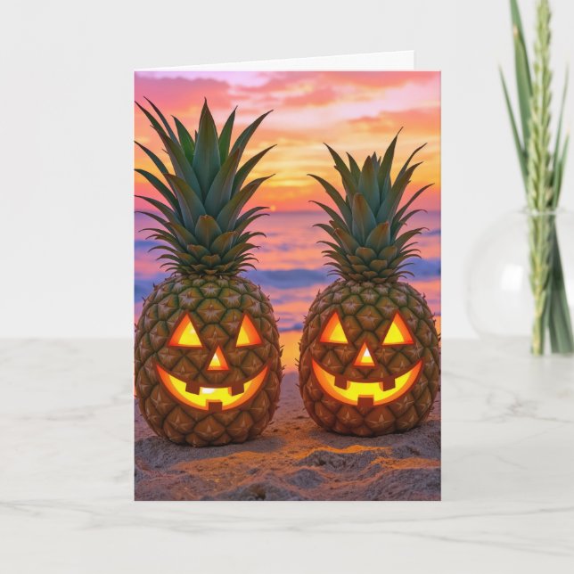 Cartão Birthday Halloween Pineapple Jack-o-lanterns (Frente)