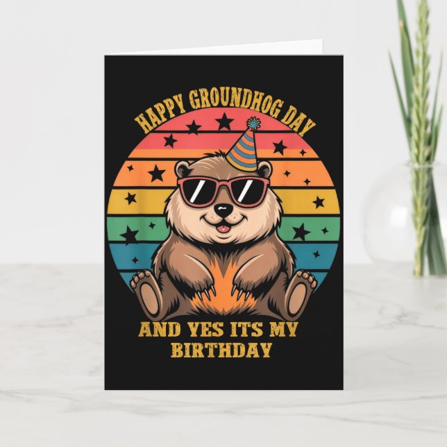 Cartão Birthday Happy Groundhog Day Lovers Boys Girls Wom (Frente)