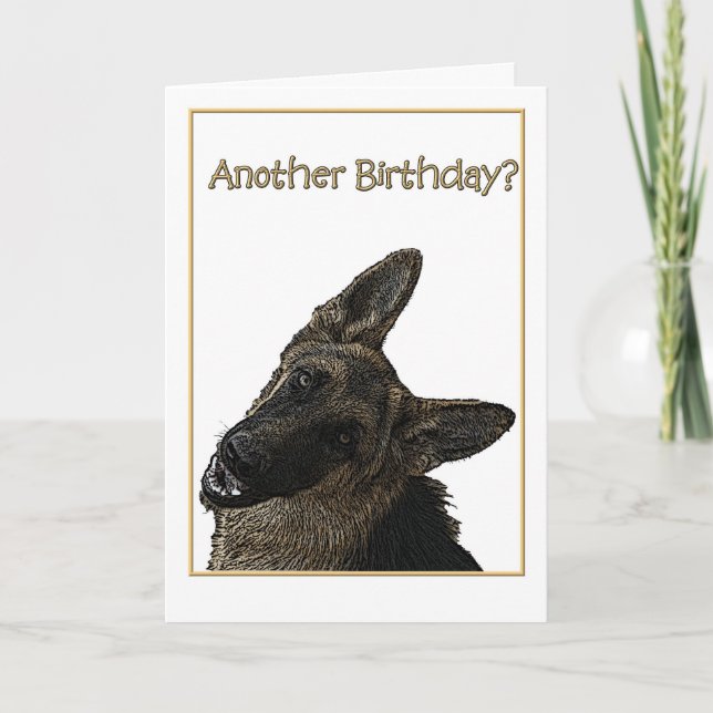Cartão Birthday Humor German Shepherd Illustration (Frente)