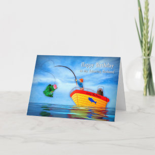 Cartão Birthday HUSBAND Ele pegou uma pesca vitalícia