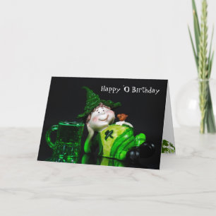 Cartão Birthday Irish Leprechaun e Beer