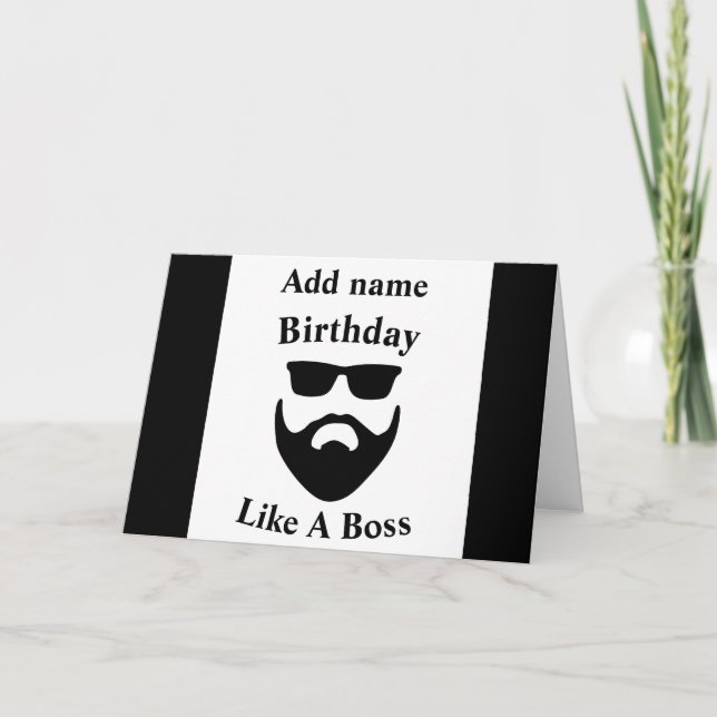 Cartão Birthday like a boss beard birthday card personali (Frente)