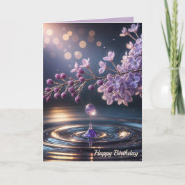 Cartão Birthday Lilacs e Dewdrop