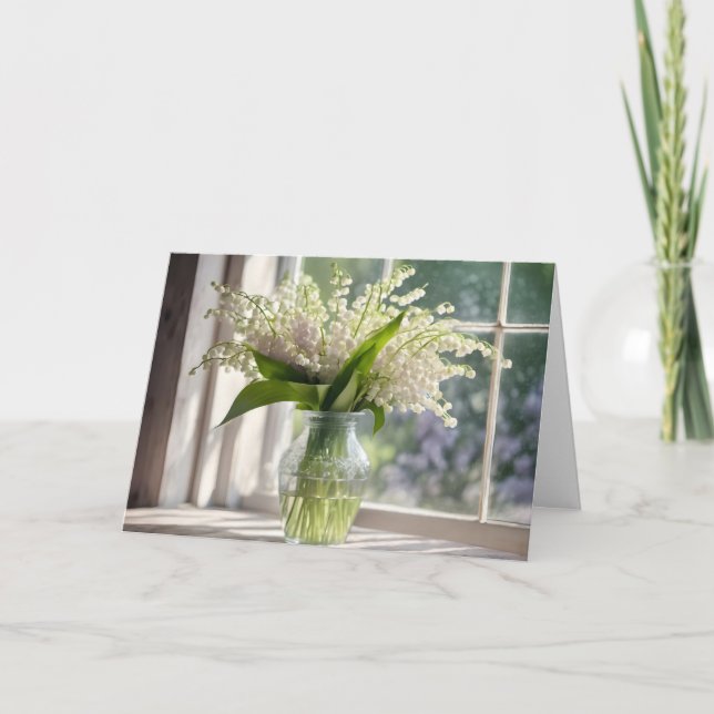 Cartão Birthday Lily do Buquê do Vale (Frente)