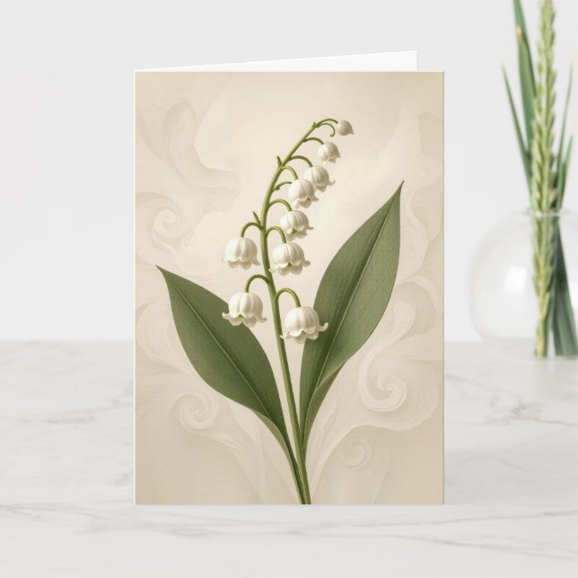 Cartão Birthday Lily of the Valley on Abstract (Frente)