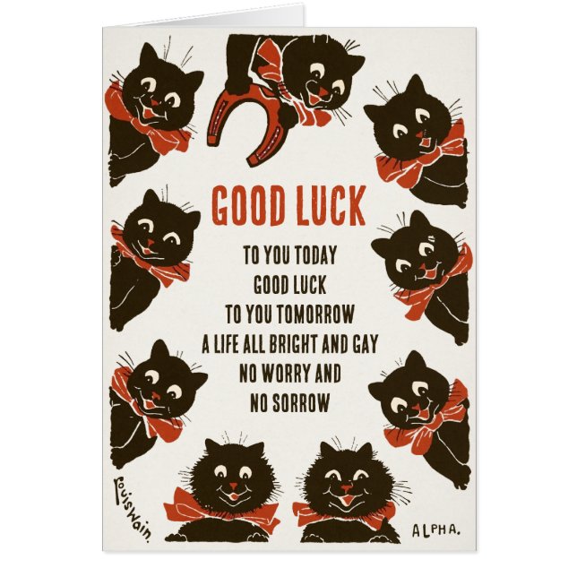 Cartão Birthday Louis Wain Good luck C0166 Card (Frente)
