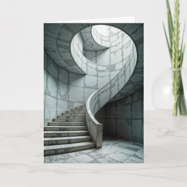 Cartão Birthday Marble Spiral Staircase (Frente)