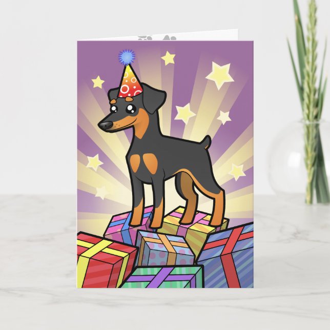Cartão Birthday Miniature Pinscher / Manchester Terrier (Frente)