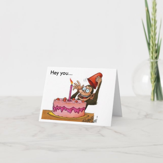 Cartão birthday_monkey, Hey you... (Frente)