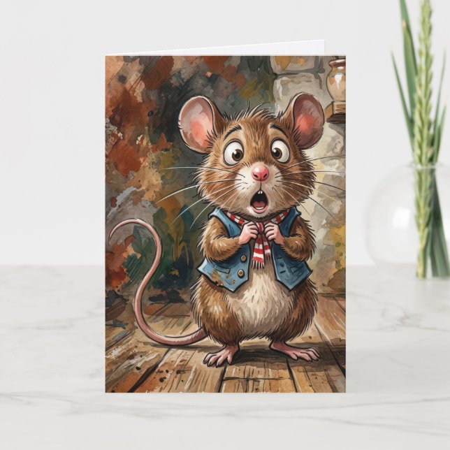 Cartão Birthday Mouse with a Surprised Look  (Frente)