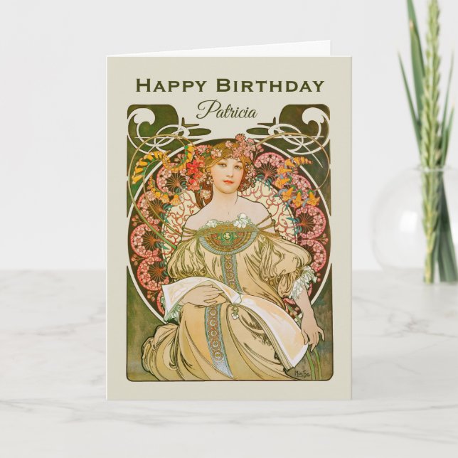 Cartão Birthday Mucha Reverie DaydreArt Nouveau CC0989 (Frente)