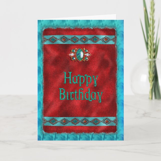 Cartão Birthday - Native American - Southwestern Style (Frente)