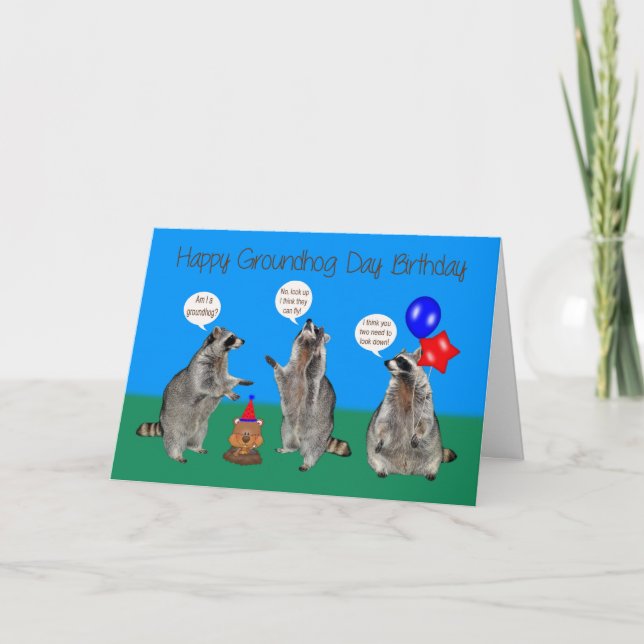 Cartão Birthday On Groundhog Day Greeting Cards (Frente)
