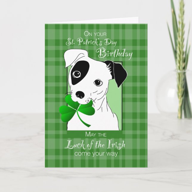Cartão Birthday on St. Patrick's Day Jack Russell Terrier (Frente)
