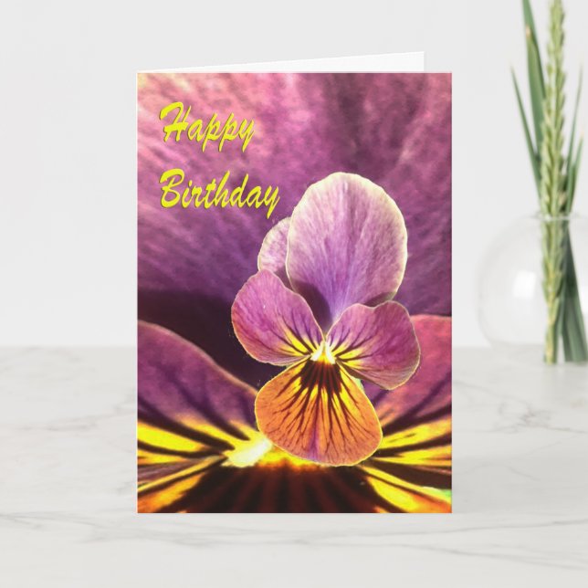 Cartão Birthday Pansy Flower (Frente)
