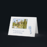 Cartão Birthday, Pastor's Wife, Cottage by Lake<br><div class="desc">This quaint structure is part of the Queen’s Hamlet,  Versailles,  France.  It makes a colorful and lovely birthday card for the wife of a pastor or clergyman.   You can change the inside verse to suit your needs.</div>