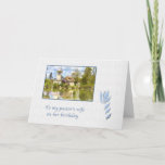 Cartão Birthday, Pastor's Wife, Cottage by Lake<br><div class="desc">This quaint structure is part of the Queen’s Hamlet,  Versailles,  France.  It makes a colorful and lovely birthday card for the wife of a pastor or clergyman.   You can change the inside verse to suit your needs.</div>