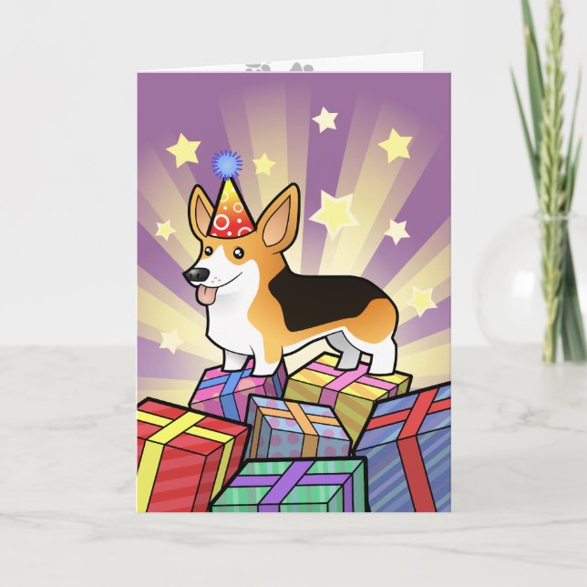 Cartão Birthday Pembroke Welsh Corgi (Frente)