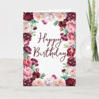 Birthday Peony Watercolor Floral