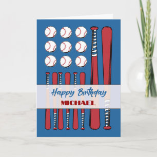 Cartão Birthday Personalize o Red White Azul com Bandeira