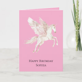 Cartão Birthday Pink Unicorn Pegasus