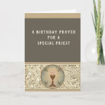 Cartão Birthday Prayer Eucharist Latin Prayer for  Priest<br><div class="desc">Beautiful  image pf the Eucharist with the Chalice and the Latin Words "Introibo ad altare Dei,  ad Deum qui lætificat iuventutem meam" (Translation: "I shall go in to the altar of God,  the God who gives joy to my youth")</div>