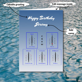 Cartão Birthday rowing crew personalizable sports