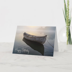 Cartão Birthday Rustic Old Rowboat em um lago