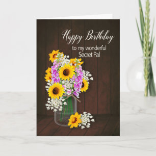 Cartão BIRTHDAY - Secret Pal - COUNTRY FLOWERS/VASE