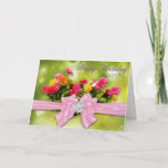 Cartão Birthday - Secret Pal -Zinnias<br><div class="desc">Feminine card with Zinnias for that special Secret Pal NOTE:  All affects are faux including jewels/ribbons/bows</div>